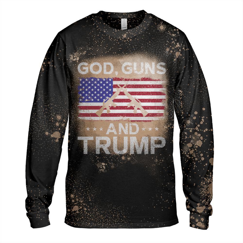 2024 President Donald Trump Tee God Guns And Trump Long Sleeve T-Shirt