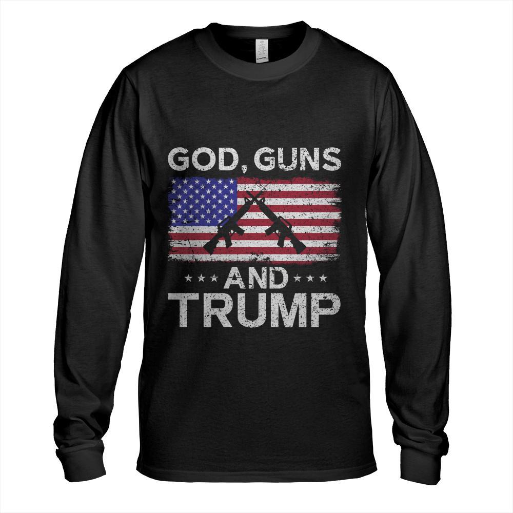 2024 President Donald Trump Tee God Guns And Trump Long Sleeve T-Shirt