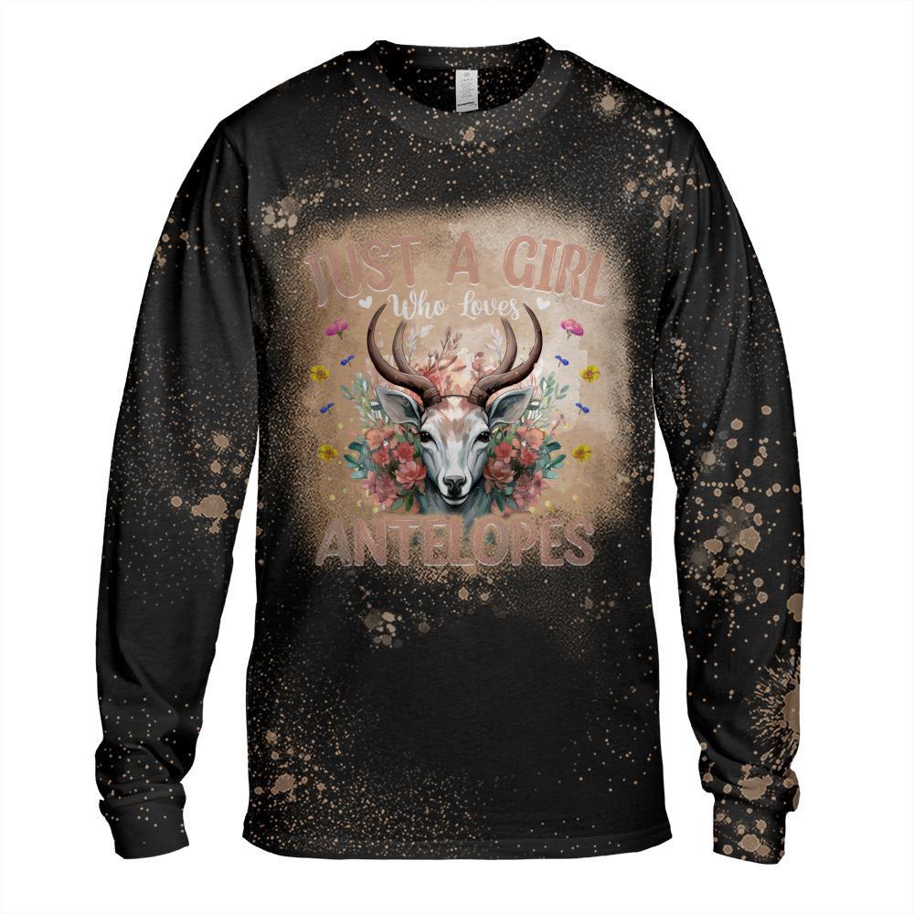 Aesthetic Floral Just A Girl Who Loves Antelopes Long Sleeve T-Shirt