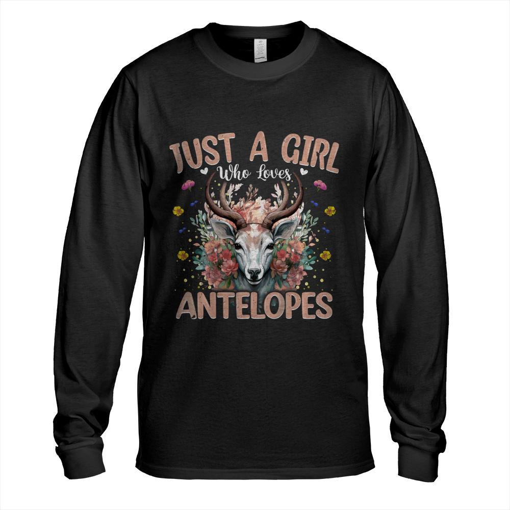 Aesthetic Floral Just A Girl Who Loves Antelopes Long Sleeve T-Shirt