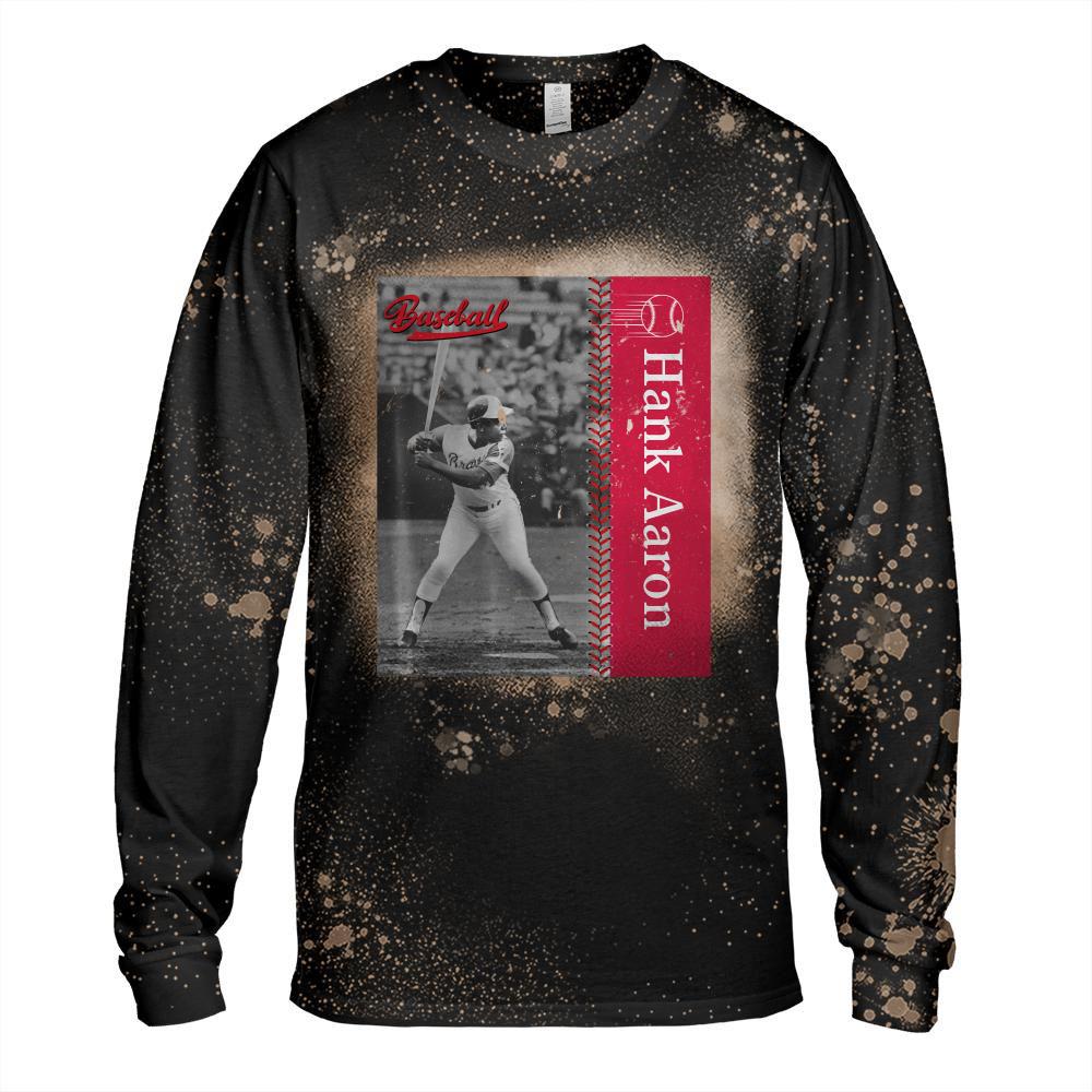 Hank Aaron_Baseball_001_Back Printed Long Sleeve T-Shirt