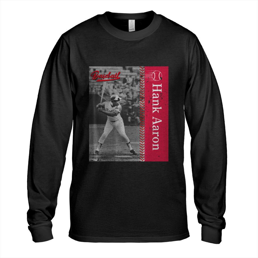 Hank Aaron_Baseball_001_Back Printed Long Sleeve T-Shirt