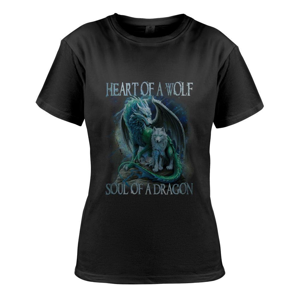 Heart Of Wolf Soul Of A Dragon - Cool Dragon - Wolf Warrior Long Sleeve T-Shirt