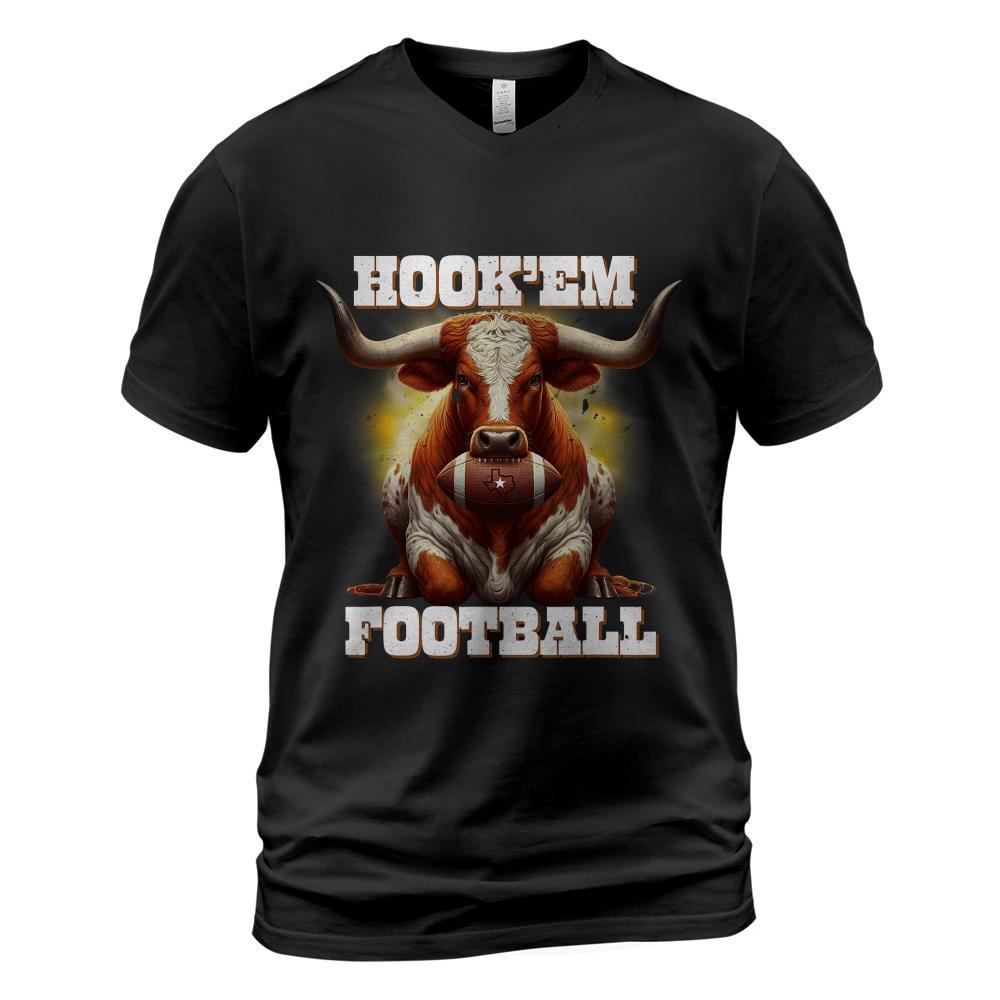 Hook'em State of Texas Football with Hair and Horns T-Shirt