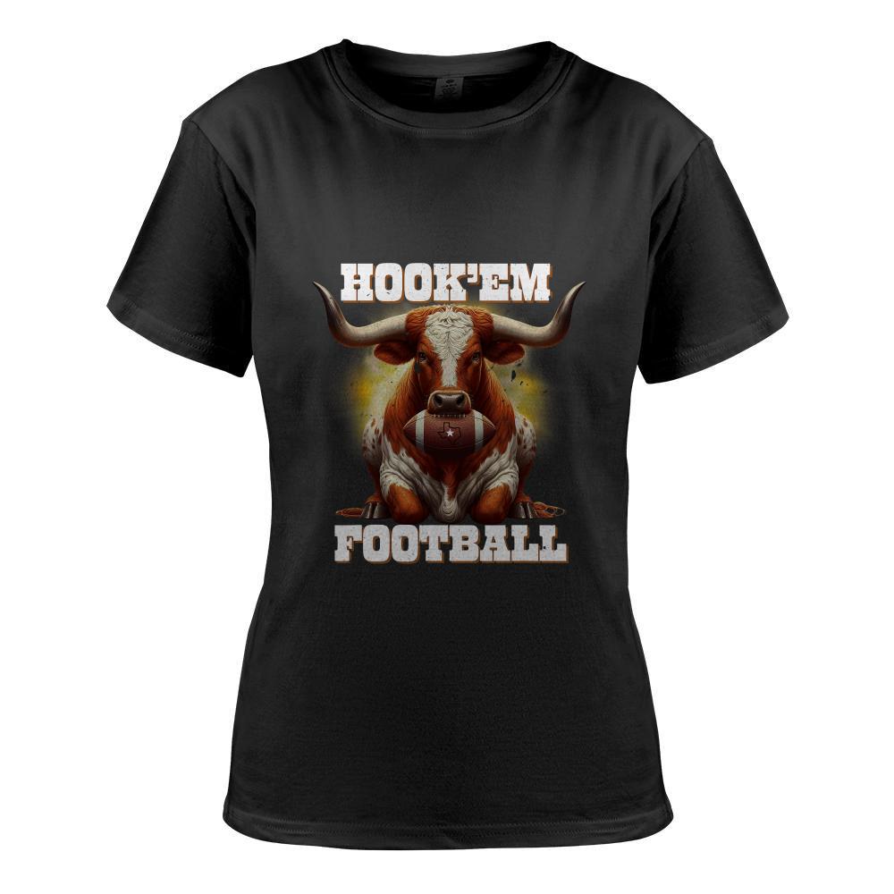 Hook'em State of Texas Football with Hair and Horns T-Shirt