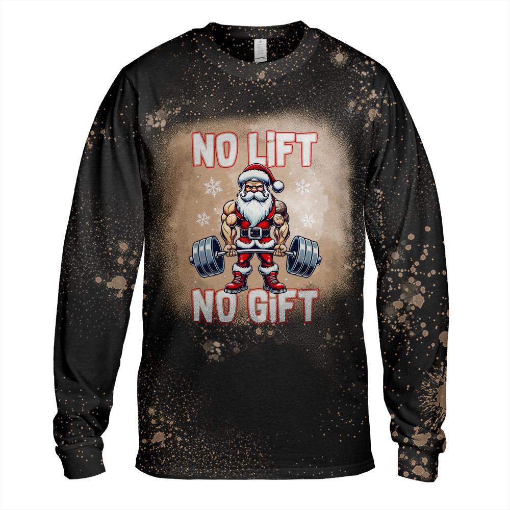 No Lift No Gift Funny Santa Claus Gym Fitness Weightlifting T-Shirt