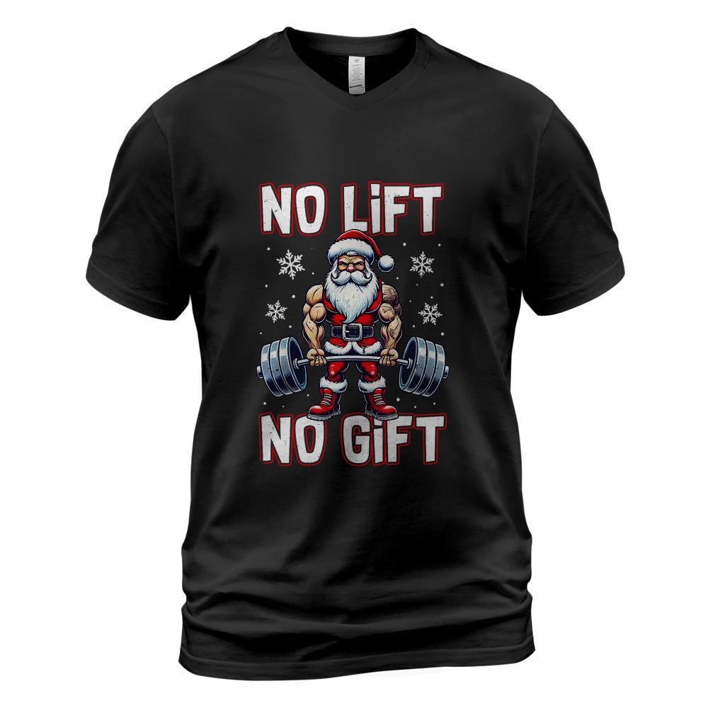 No Lift No Gift Funny Santa Claus Gym Fitness Weightlifting T-Shirt