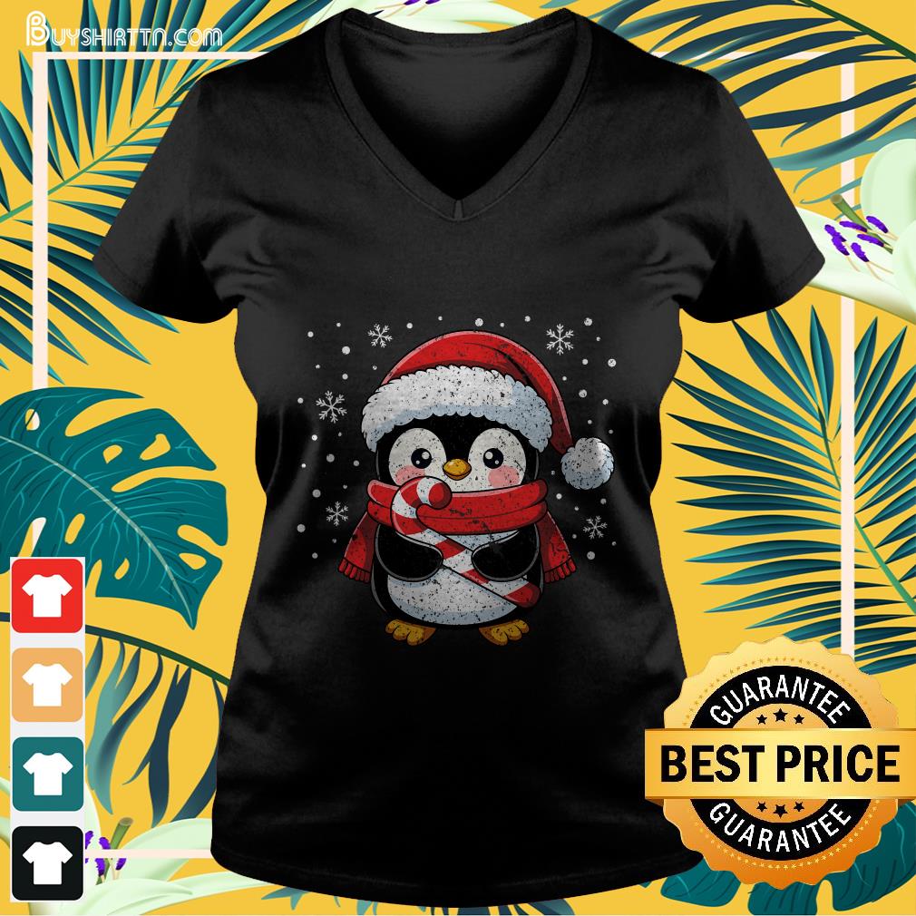 Penguin Christmas Candy Cane Winter Toddler Girl Boy Women T-Shirt