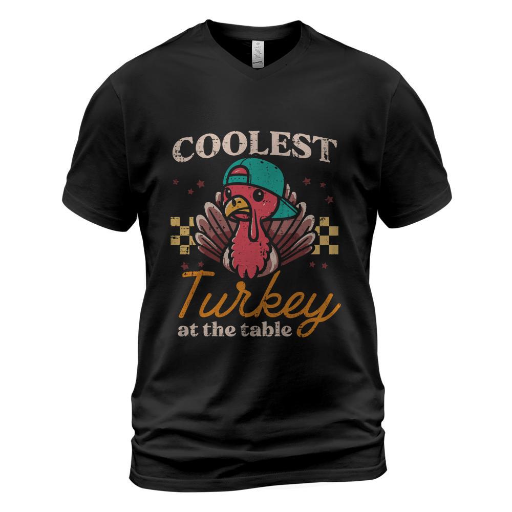 Thanksgiving Coolest Turkey At Table Boys Kids Toddler Youth T-Shirt