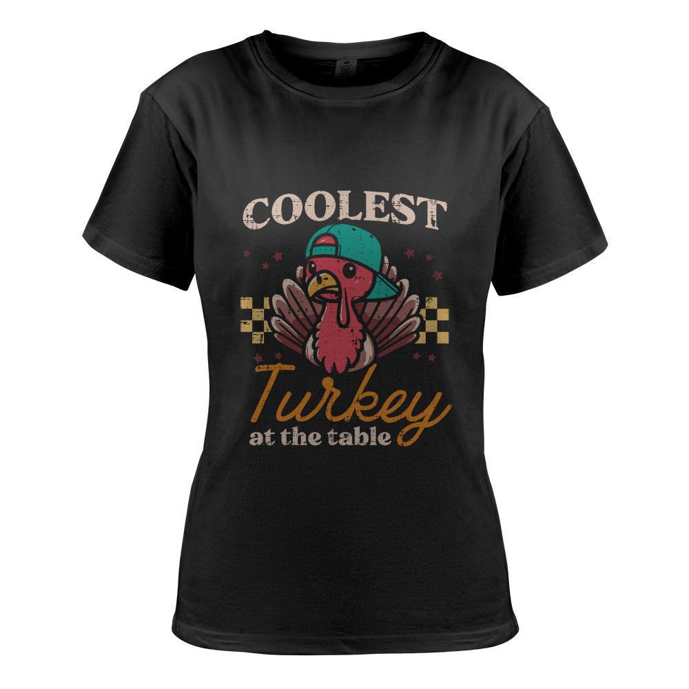 Thanksgiving Coolest Turkey At Table Boys Kids Toddler Youth T-Shirt