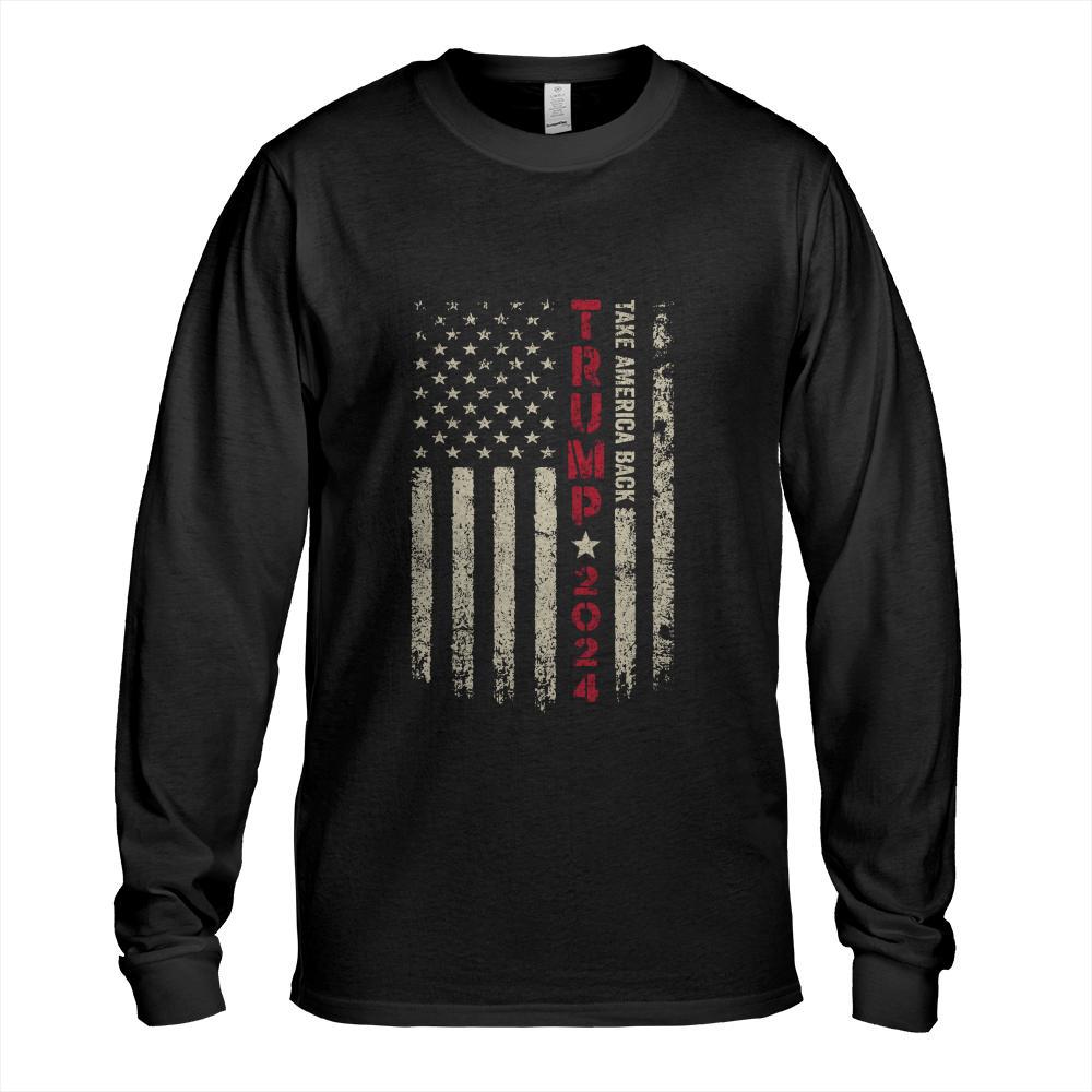 Trump 2024 President 45 and 47 American Flag Trump 2024 Long Sleeve T-Shirt