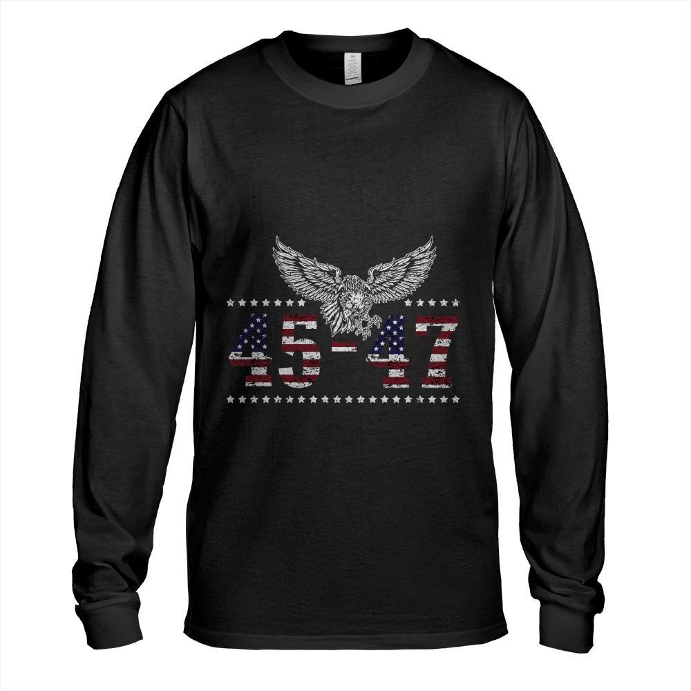 Trump 2024 Flag (On Back) Take America Back Trump Flag 45 47 Long Sleeve T-Shirt