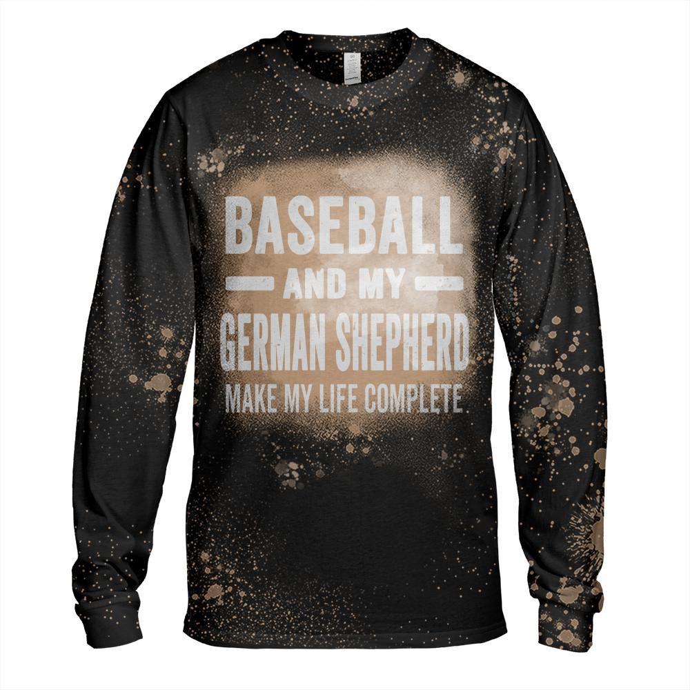 Baseball And My German Shepherd Mama Shirt Dog Lover Mom Long Sleeve T-Shirt