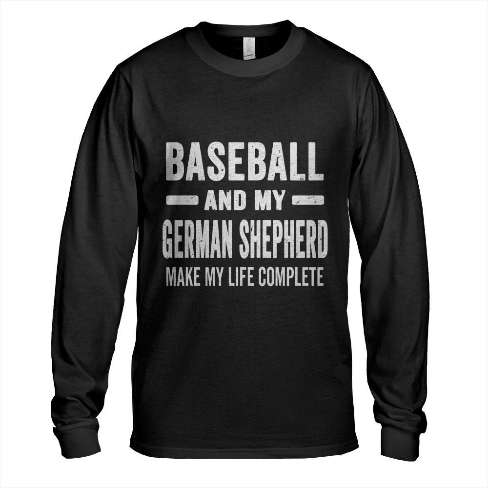 Baseball And My German Shepherd Mama Shirt Dog Lover Mom Long Sleeve T-Shirt