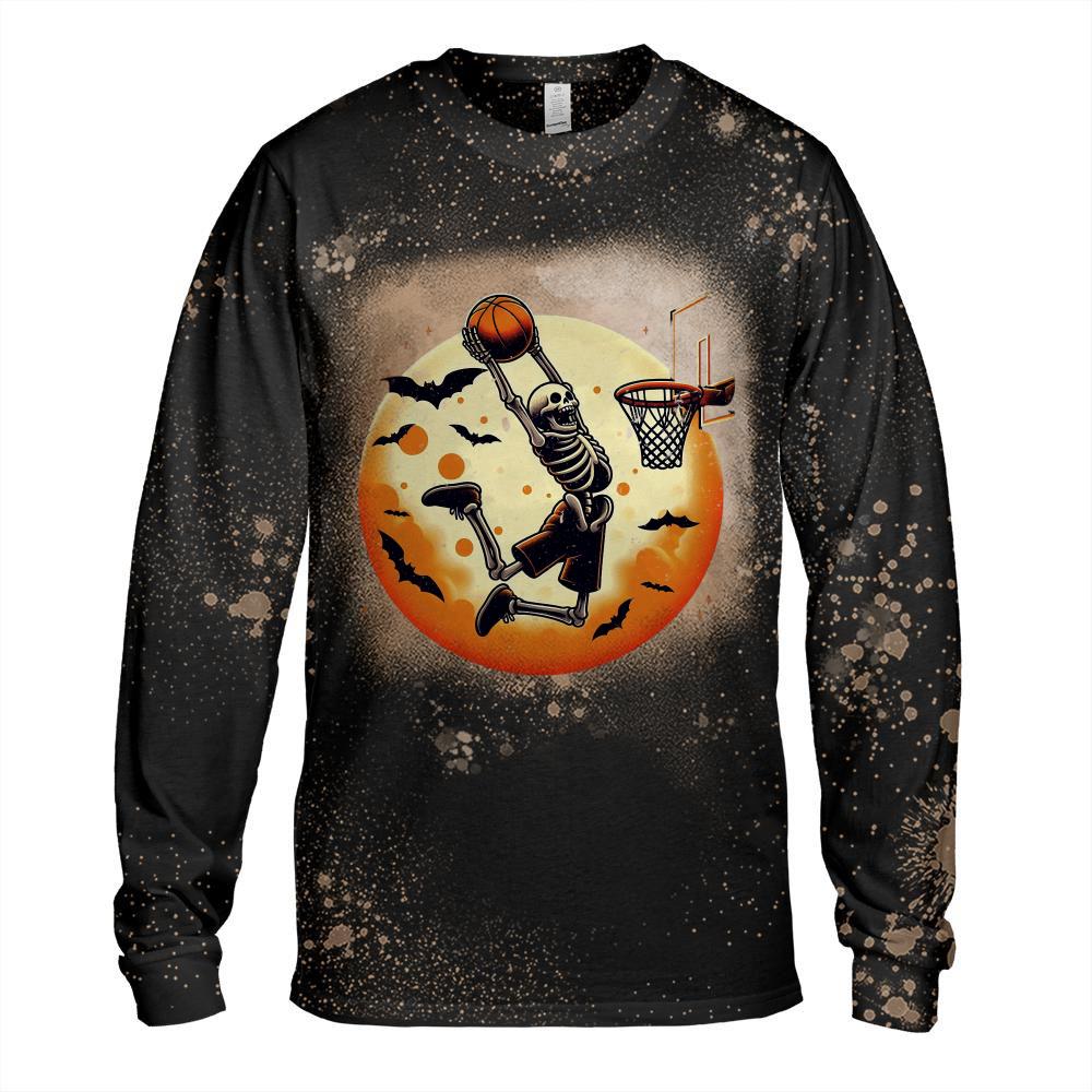 Basketball Skeleton Halloween Men Boys Basketball Halloween T-Shirt