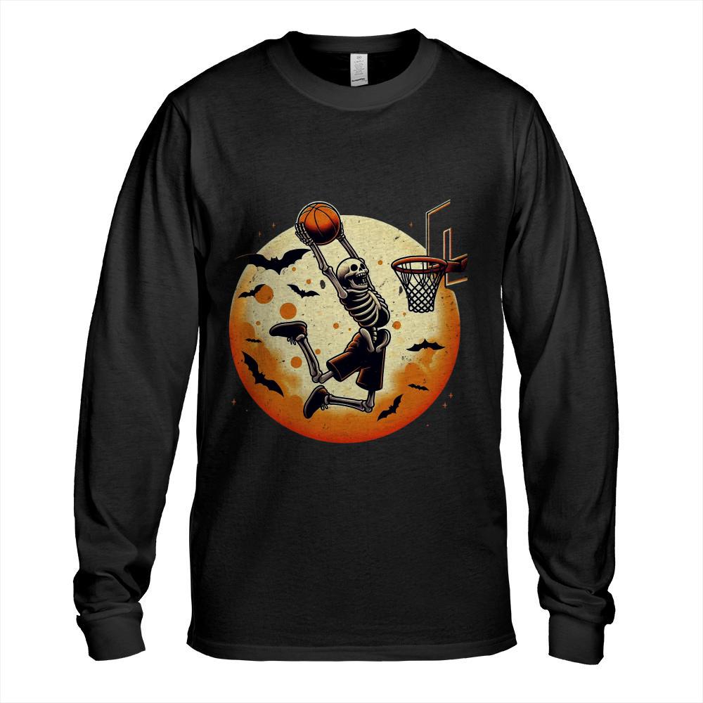 Basketball Skeleton Halloween Men Boys Basketball Halloween T-Shirt