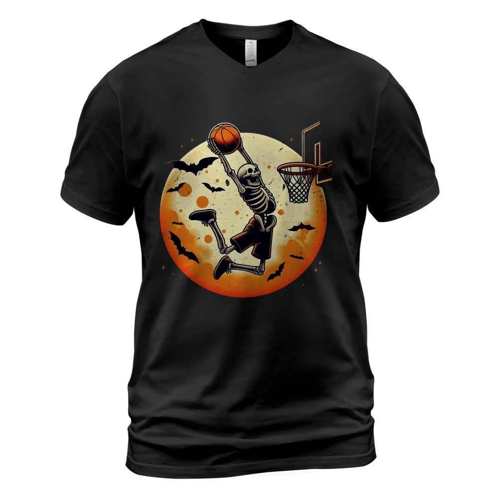 Basketball Skeleton Halloween Men Boys Basketball Halloween T-Shirt