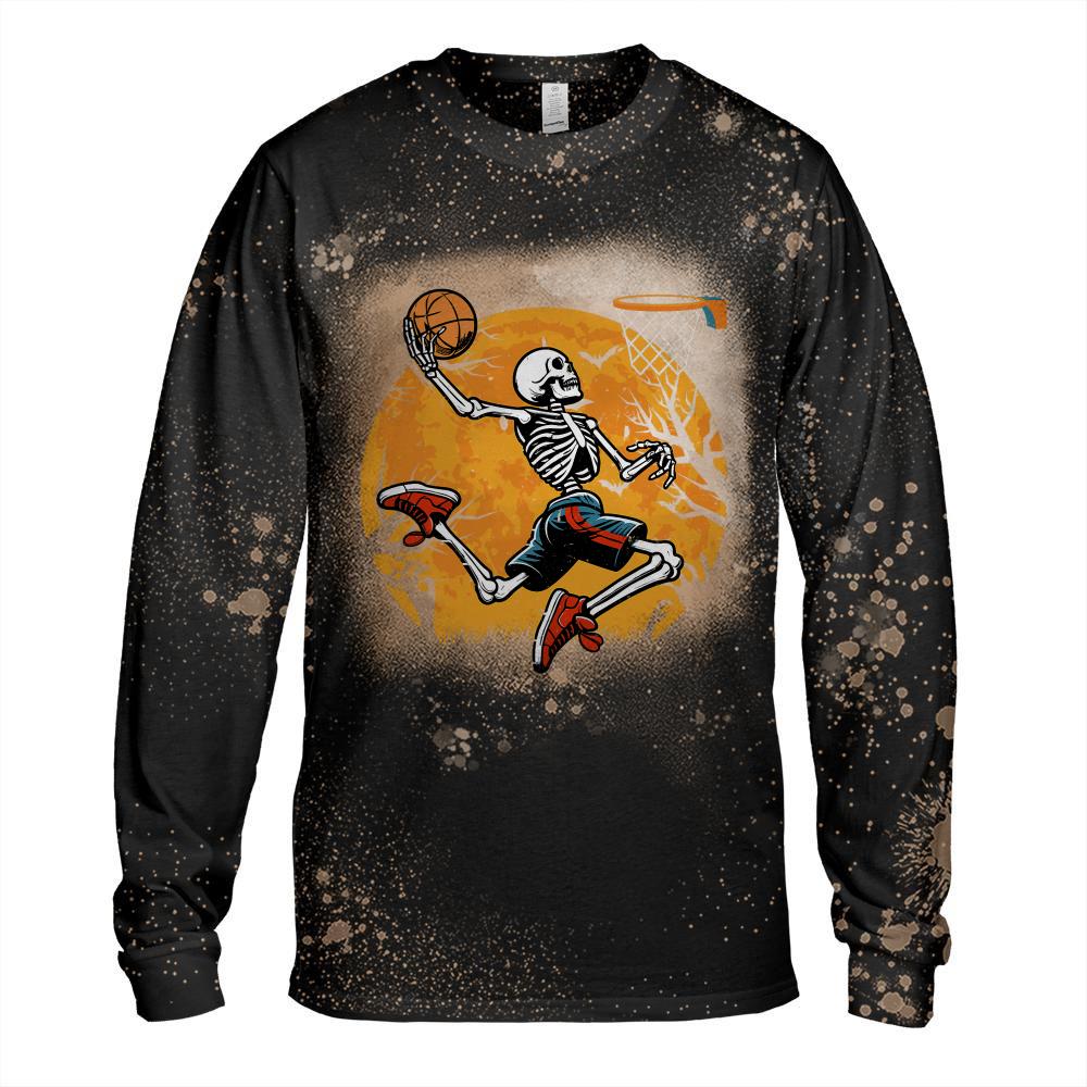 Basketball Skeleton Halloween Spooky Boys Basketball Player T-Shirt