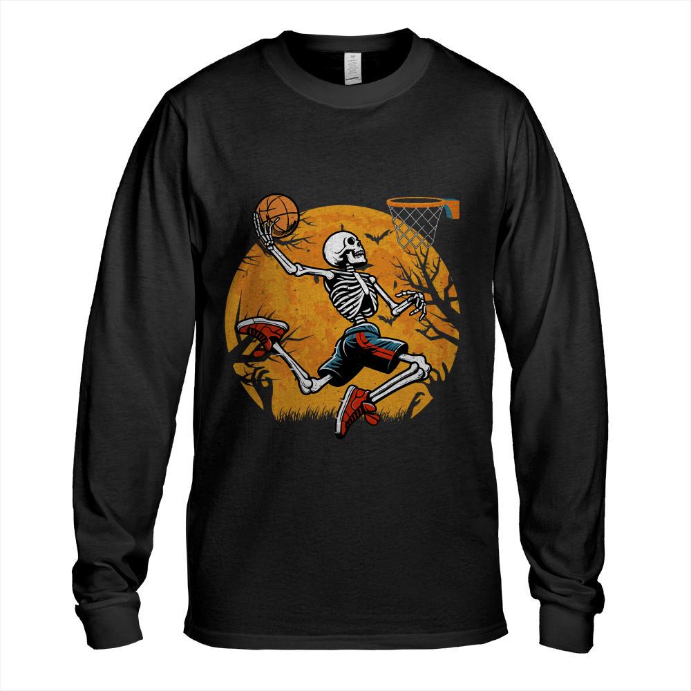 Basketball Skeleton Halloween Spooky Boys Basketball Player T-Shirt