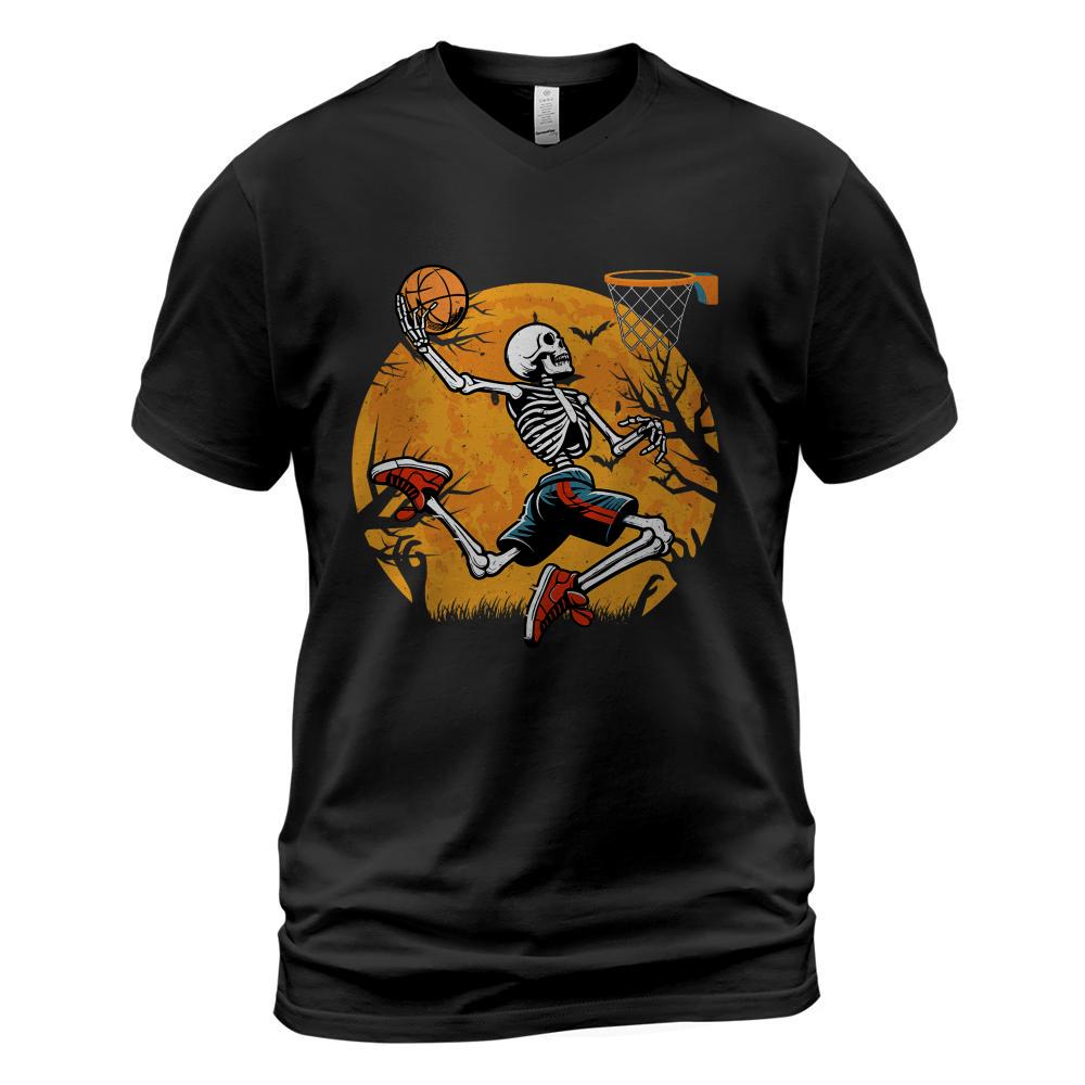 Basketball Skeleton Halloween Spooky Boys Basketball Player T-Shirt