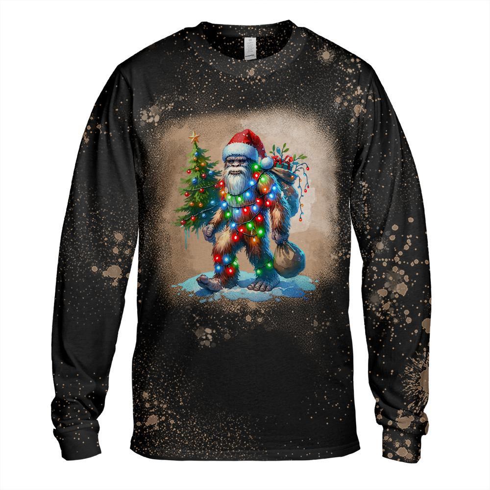 Bigfoot Christmas Shirt Christmas Tree Xmas Sasquatch T-Shirt