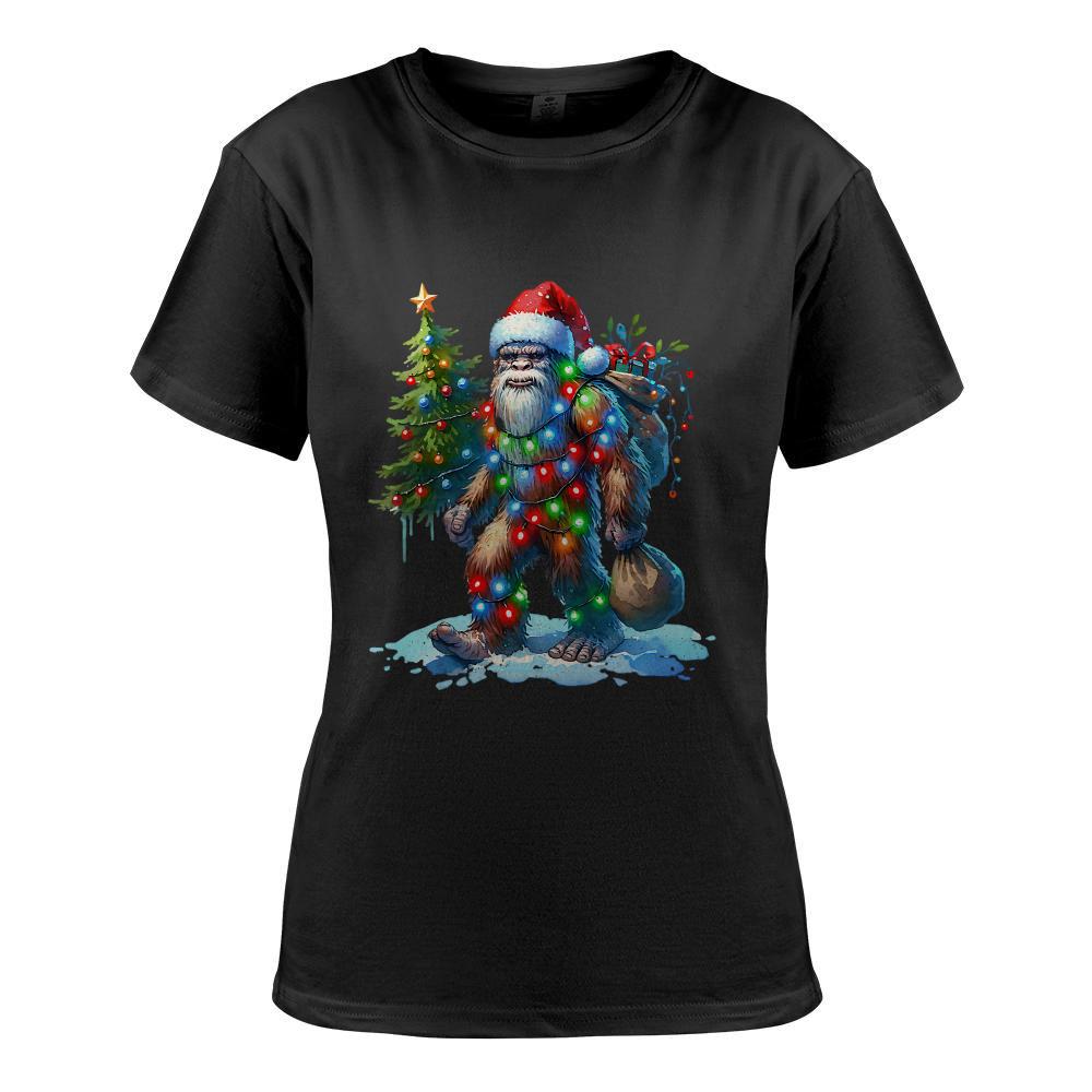 Bigfoot Christmas Shirt Christmas Tree Xmas Sasquatch T-Shirt