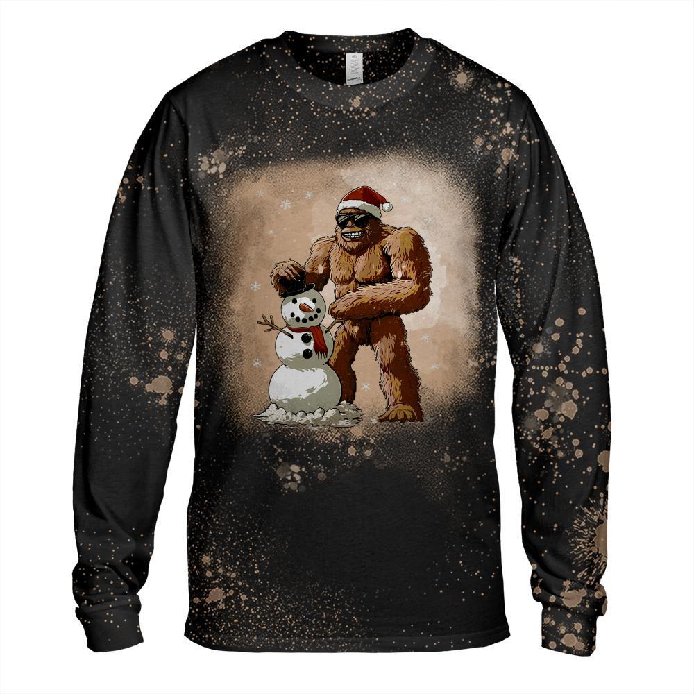 Bigfoot Santa Snowman Kids Boys Men Xmas Christmas Graphic T-Shirt