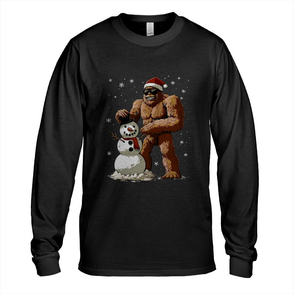 Bigfoot Santa Snowman Kids Boys Men Xmas Christmas Graphic T-Shirt