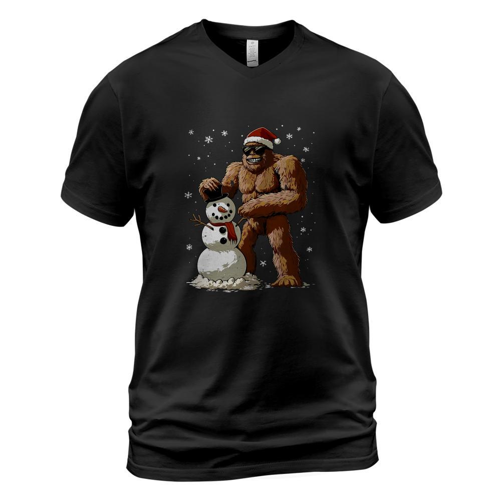 Bigfoot Santa Snowman Kids Boys Men Xmas Christmas Graphic T-Shirt