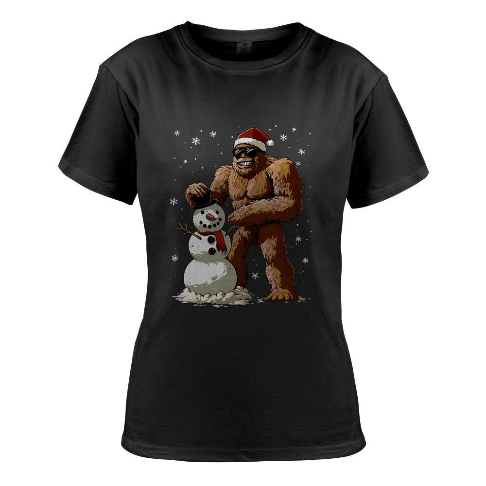 Bigfoot Santa Snowman Kids Boys Men Xmas Christmas Graphic T-Shirt