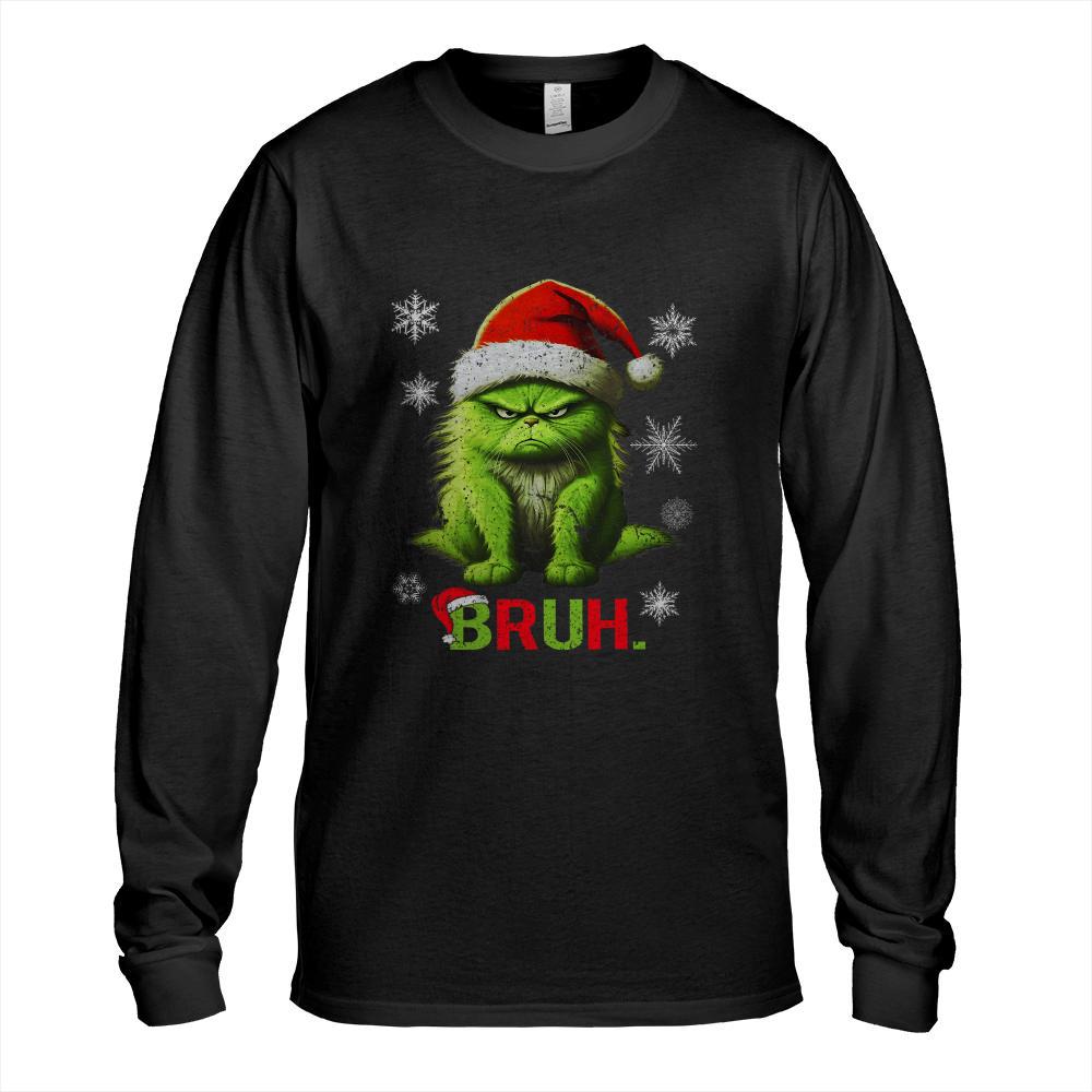 Cat Bruh Christmas Shirt for Teen Boys Funny Christmas Bruh T-Shirt