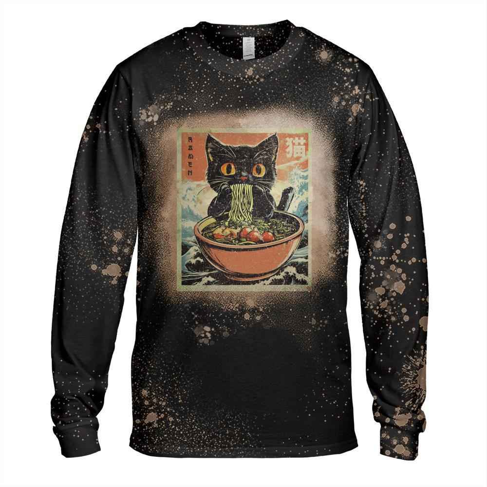 Cat Ramen Japanese Funny Kawaii Cat Graphic Mens Gifts Anime Pullover Hoodie