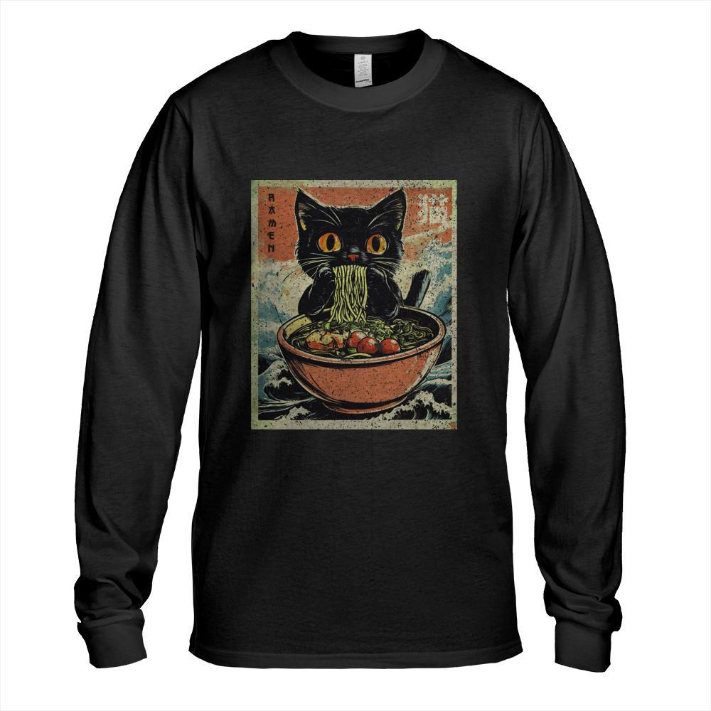 Cat Ramen Japanese Funny Kawaii Cat Graphic Mens Gifts Anime Pullover Hoodie