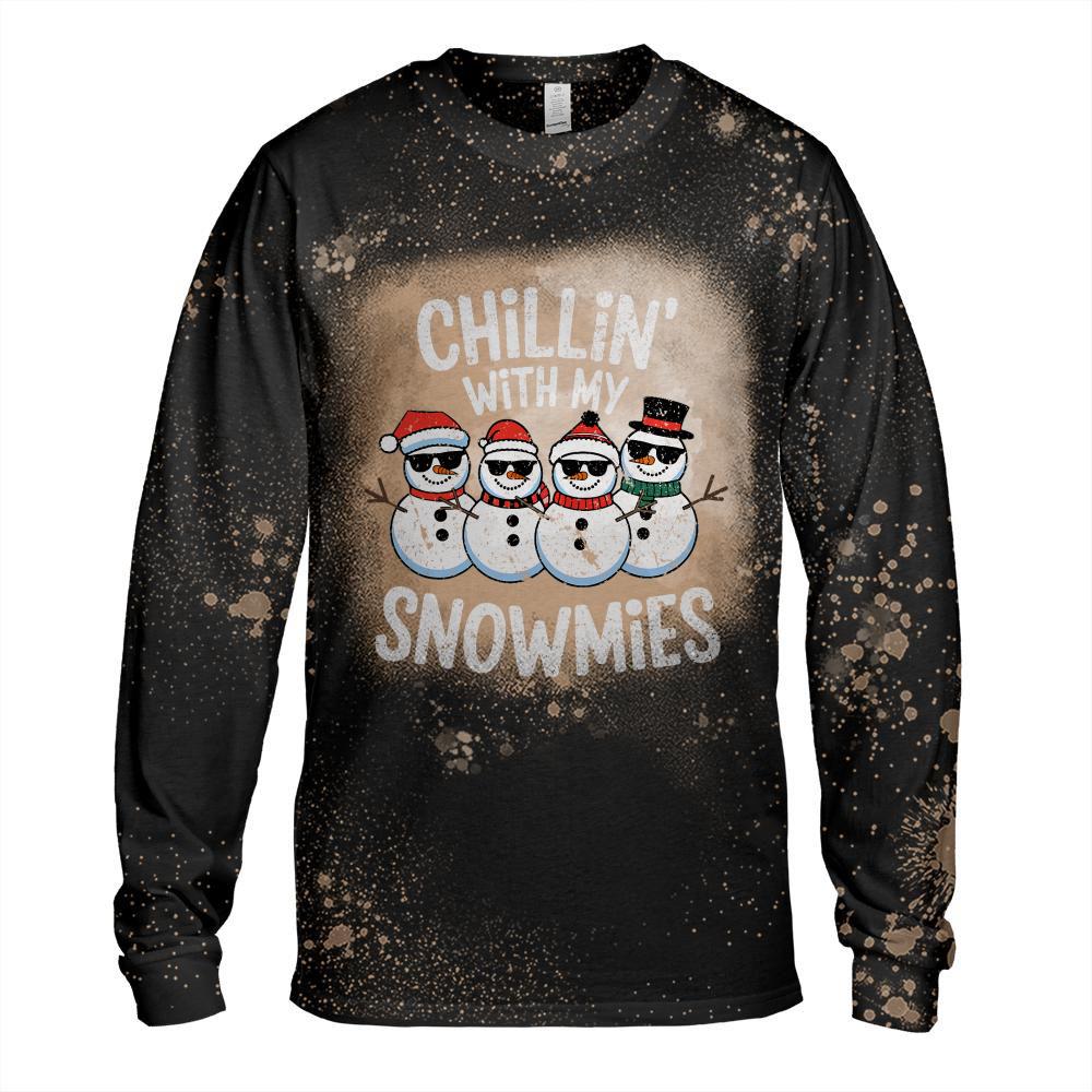 Chillin With My Snowmies Funny Snowman Christmas Kids Boys T-Shirt