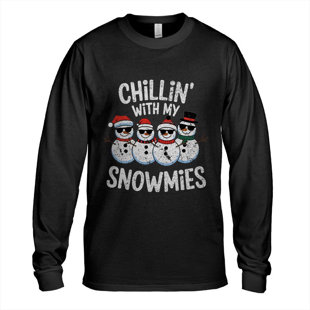 Chillin With My Snowmies Funny Snowman Christmas Kids Boys T-Shirt