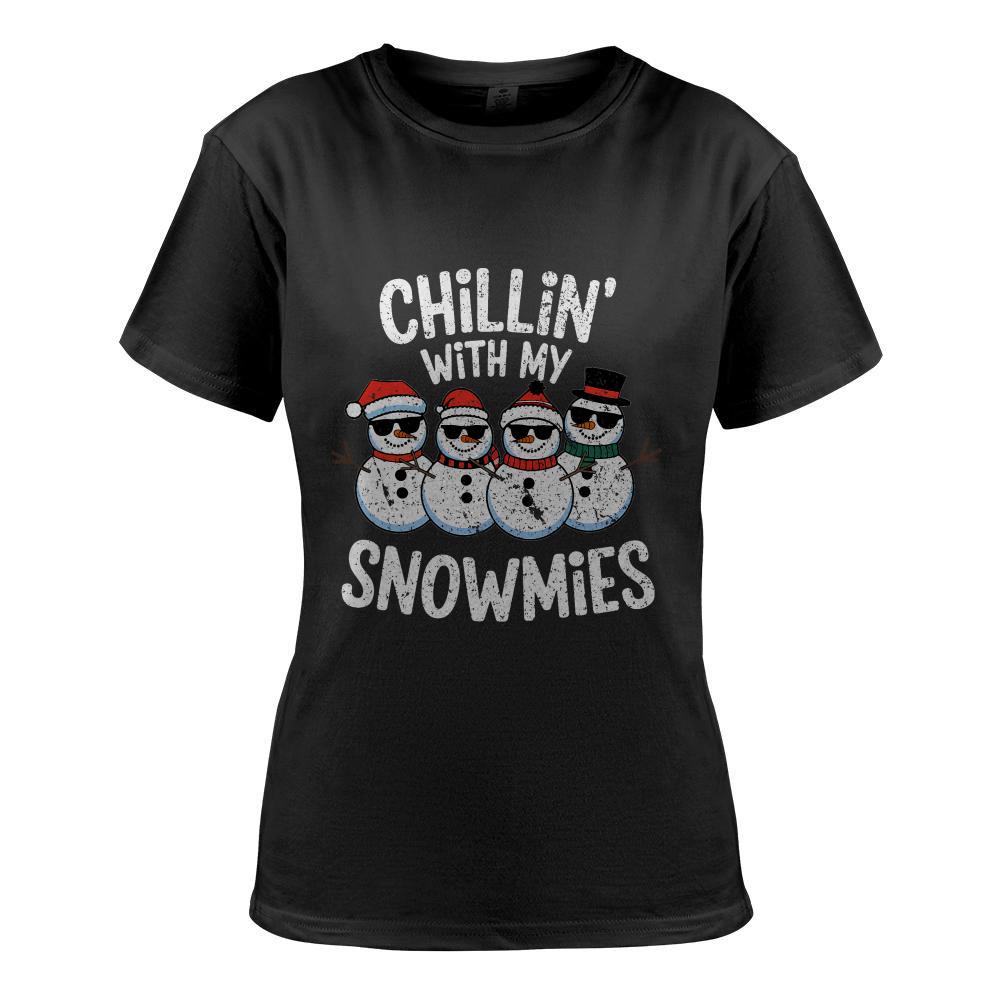 Chillin With My Snowmies Funny Snowman Christmas Kids Boys T-Shirt