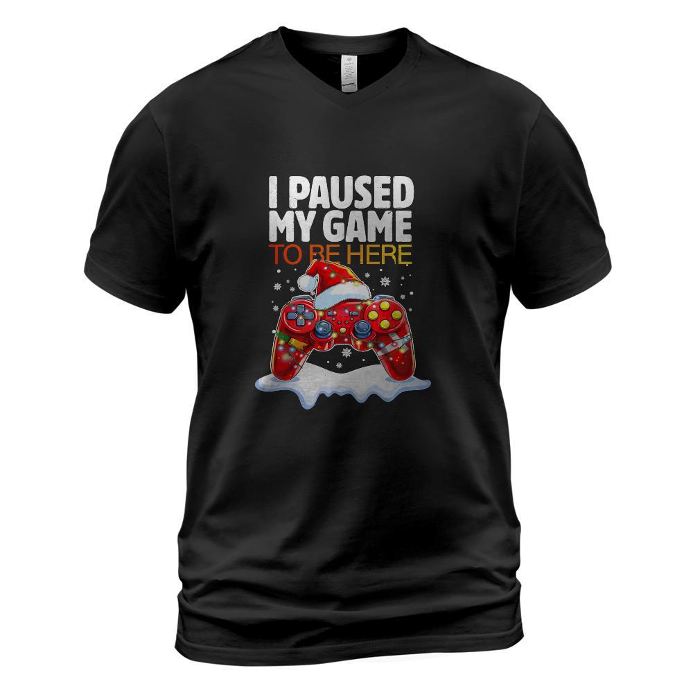 Christmas I Paused My Game To Be Here Funny Sarcastic Gamer T-Shirt