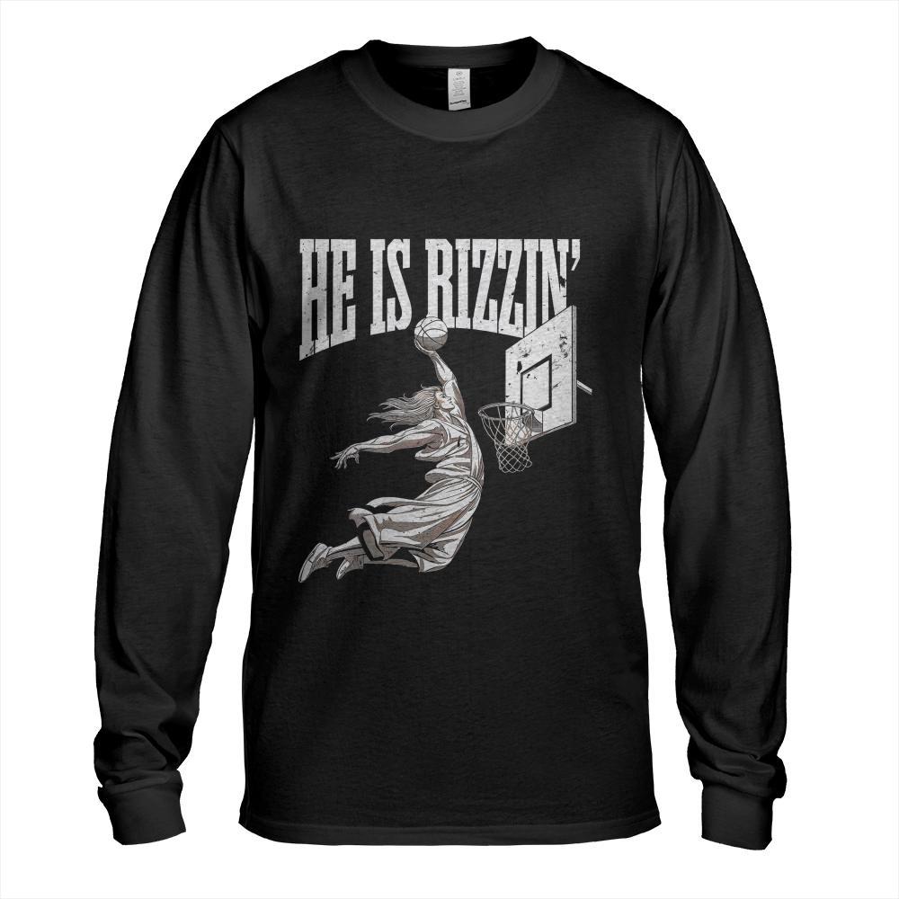 He Is Rizzin Basketball Jesus Dunk Memes Humor T-Shirt