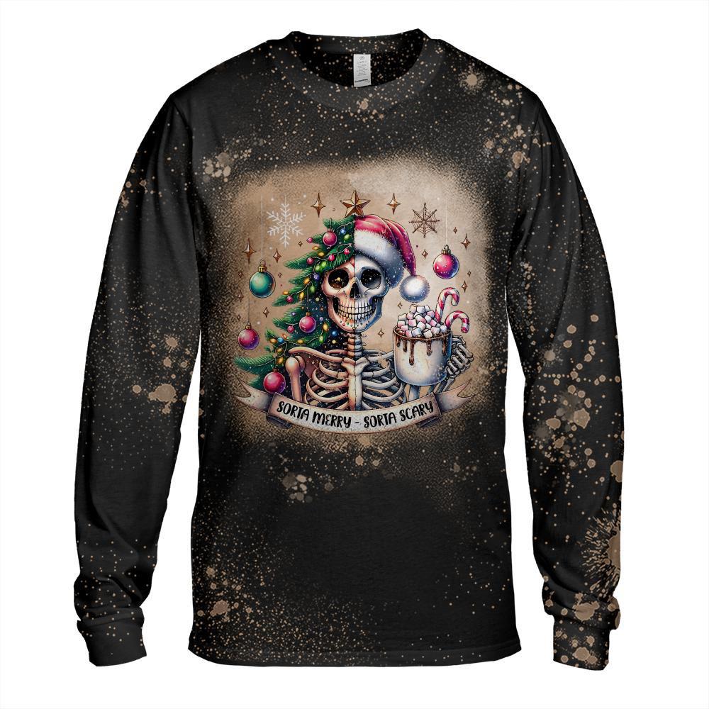 Sorta Merry Sorta Scary Skeleton Hot Cocoa Christmas Pajamas T-Shirt