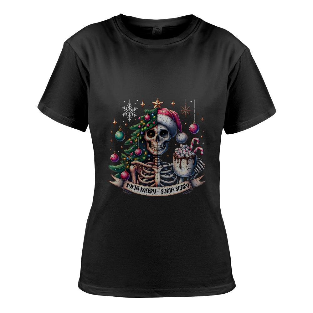 Sorta Merry Sorta Scary Skeleton Hot Cocoa Christmas Pajamas T-Shirt