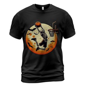 Basketball Skeleton Halloween Men Boys Basketball Halloween T-Shirt