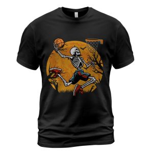 Basketball Skeleton Halloween Spooky Boys Basketball Player T-Shirt