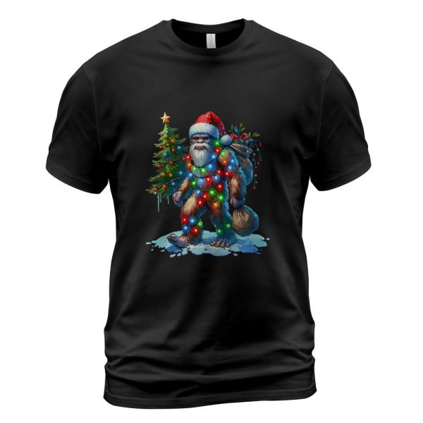 Bigfoot Christmas Shirt Christmas Tree Xmas Sasquatch T-Shirt