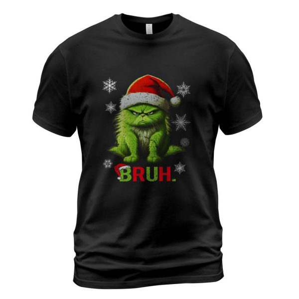 Cat Bruh Christmas Shirt for Teen Boys Funny Christmas Bruh T-Shirt