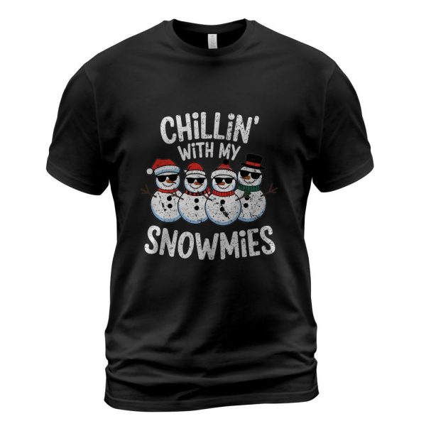 Chillin With My Snowmies Funny Snowman Christmas Kids Boys T-Shirt