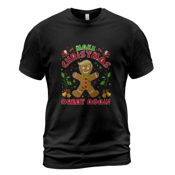 Funny Trump Gingerbread Man Make Christmas Great Again 2024 T-Shirt