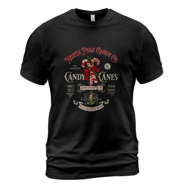 Old Fashioned North Pole Candy Cane Company Elf Christmas T-Shirt